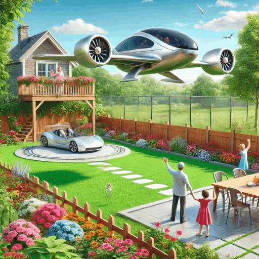 Flying Car landing in a back yard
